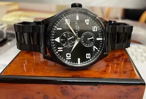 Cavadini Herren Fliegeruhr 50mm Tag/Datum Edelstahl komplett schwarz CV-1001 - Bild 1 von 8