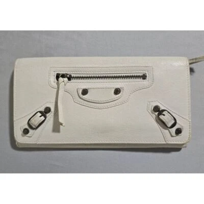 Auténtica cartera larga de cuero Balenciaga Off White Foto 1 de 4