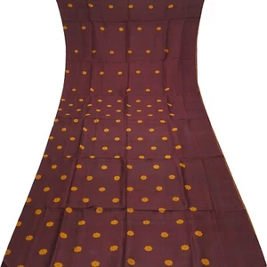 Vintage Maroon 100% Pure Silk Handwoven Sari Remnant 5YD Craft Fabric Silk Scrap - Picture 1 of 4