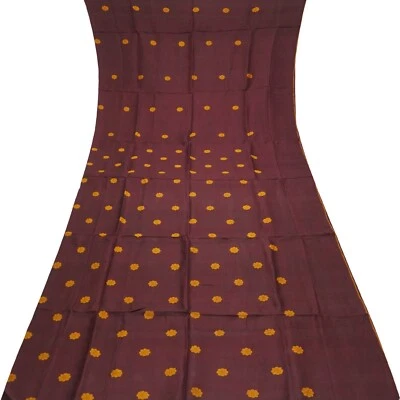 Vintage Maroon 100% Pure Silk Handwoven Sari Remnant 5YD Craft Fabric Silk Scrap - Image 1 of 4