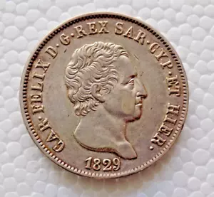 5 Lire 1829 Zecca di Genova Regno di Sardegna Carlo Felice - Foto 1 di 5