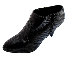 GOOD FOR THE SOLE BLACK SNAKE PATTERN LADIES ANKLE SHOE BOOTS WOMENS UK 7 -EU 40 - Picture 1 of 5