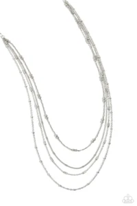 Paparazzi Studded SHimmer Silver Necklace NWT - Picture 1 of 2