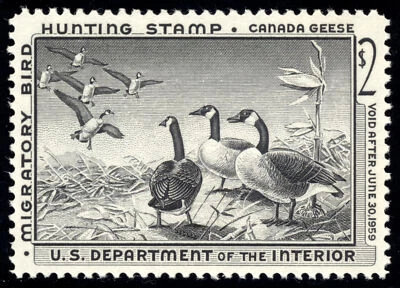 US RW25 $2 Hunting Permit Stamp 1958 Canada Geese in Flight VF NH - Image 1 of 2