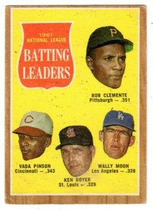 1962 Topps #52 1961 NL Batting Leaders - Bob Clemente, Excellent Condition^
