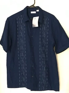 M Men's CAFE LUNA Royal Blue Polyester Tribal Hawaiian Shirt NEW WITH TAGS - Picture 1 of 5
