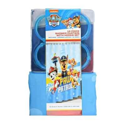 Juego de Cortina de Ducha y Ganchos de Tela Paw Patrol, Baño Infantil, 13 Piezas Foto 1 de 4