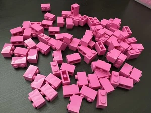 100 BRAND NEW LOT OF 100 LEGO PIECES 1x2 Brick Bulk 3065 HOT BRIGHT PINK - Picture 1 of 2