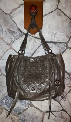 Bolso de hombro holgado Hobo de cuero topo tejido Elliot Lucca Foto 1 de 4