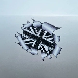B&W UK British Union Jack Flagge aufgerissen Metall Vinyl Aufkleber für Auto 115x90mm - Bild 1 von 1