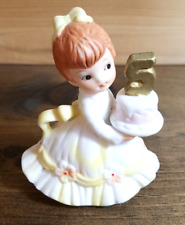 LEFTON 5th Birthday Brown Hair Girl Porcelain Figurine 549-5 Cake Topper 3 1/4"