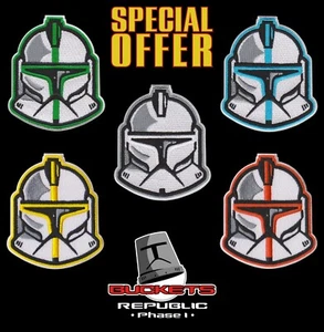 Casco Star Wars ""Secchi"" Serie Fase I Clone Trooper Casco ricamato toppe ferro - Foto 1 di 17