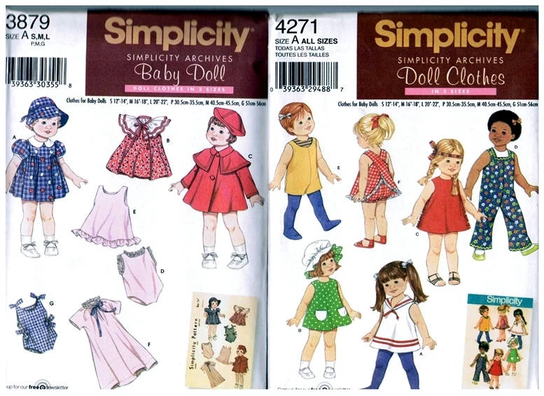 Simplicity 3879 4271 Small Medium Large BABY DOLL Dress Pattern s Vintage Uncut - Image 1 of 1