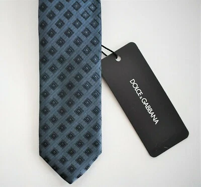 🆕️ Auth DOLCE & GABBANA GEOMETRIC Printed SILK Blend SKINNY Necktie - Image 1 of 4
