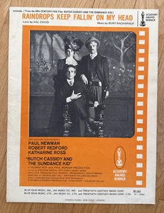 Raindrops Keep Fallin' On My Head, Sheet Music w Cassidy & Sundance movie tie-in - Picture 1 of 5