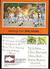 SINGAPORE VINTAGE POSTCARD  INSECTS STAMPS DRAGON DANCE SINGAPORE