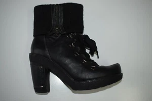 Queens Stiefeletten Boots hoher Absatz Damen schwarz Glattleder Gr. 37 - Bild 1 von 4