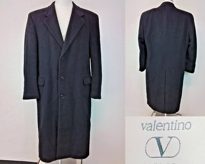 Gabardina vintage de lana y cachemir Valentino Uomo para hombre M negra Italia #J3155 Foto 1 de 4
