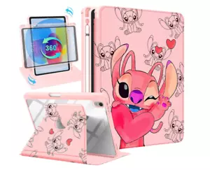 Angel iPad 10th 10.9 2022 Case 360 Degree Rotating Folding Stand -Lilo & Stitch - Picture 1 of 3