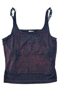 Chicos 3 camisole 16 Black Red Glitter Sparkle Adjustable Cami Built In Bra - Picture 1 of 6