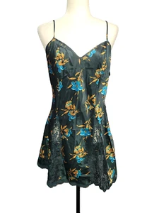 VINTAGE 90s Victorias Secret Gold Label Medium Night Gown Slip Dress Green Lace - Picture 1 of 13