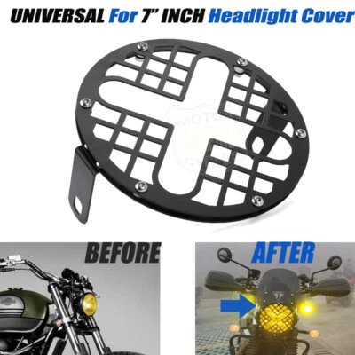 Cubierta protectora de rejilla de faros de motocicleta retro de 7" para Harley Bobber Café Racer Foto 1 de 4
