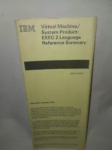 Vintage IBM Virtual Machine System Product EXEC 2 Language Reference Summary - Picture 1 of 1