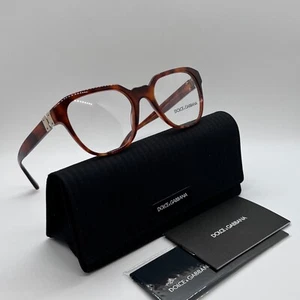 DOLCE & GABBANA DG 3277 3144 Unisex Eyeglasses 53-20-140 Amber Havana 100% - Picture 1 of 6