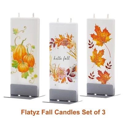 Flatyz Fall Flat Candle Set Leaf Leaves Pumpkin Handmade Non-Toxic Wax Unscented - Image 1 of 4