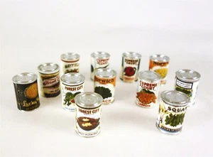  Puppenhaus Miniatur Farrown 12er Set Vintage Stil Gemüsekonserven, F40068 - Bild 1 von 1