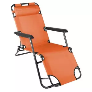 Sonnenliege klappbar Relaxliege Liegestuhl orange Klappliege Gartenstuhl Stahl - Bild 1 von 5