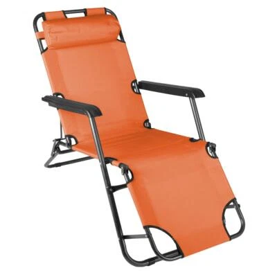 Sonnenliege klappbar Relaxliege Liegestuhl orange Klappliege Gartenstuhl Stahl - Bild 1 von 4