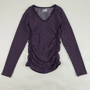 Athleta Dottie Ruched Active Top Womens XS Purple Polka Dot Long Sleeve Stretch - Picture 1 of 7