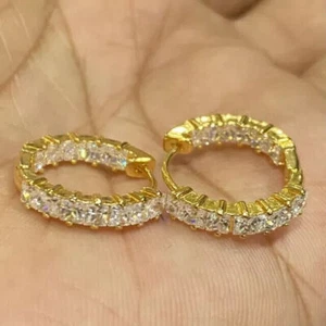 3Ct Lab Created London Blue Topaz Drop Dangle Earrings 14K White Gold Plated - Picture 1 of 5