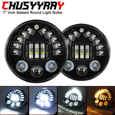 2x 7" pulgadas faros LED redondos DRL señal de giro PARA camiones de volteo Mack Granite CV713 Foto 1 de 4