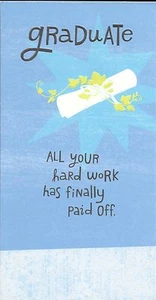 Graduation Diploma Cash Gift Money Holder For Graduate Hallmark Greeting Card - Picture 1 of 3