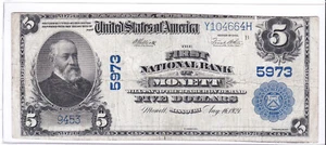 $5 1902 PB National 🇺🇸 MONETT Missouri MO 🇺🇸 Rarer Note 🇺🇸 - Picture 1 of 2