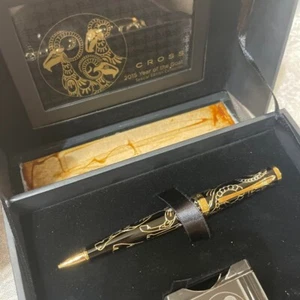CROSS SAUVAGE Year of the Rat Goat Lacquer Brass Ballpoint Pen wz/Box&Pen holder - Picture 1 of 10