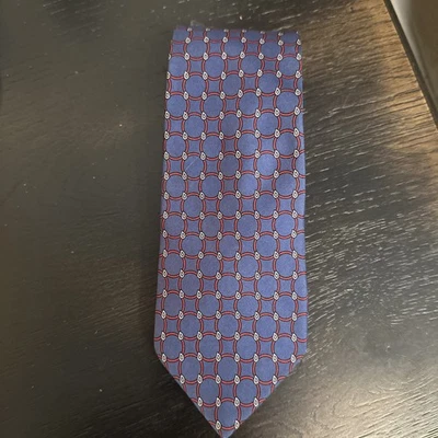 "Corbata de seda vintage Paco Rabanne Paris azul rojo círculo 53"" hecha en Italia" Foto 1 de 4