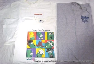 LOTE 3 CAMISETAS VINTAGE VEGETARIANAS TALLA L Larry the Cucumber, Larry-Boy GRAN IDEA - Imagen 1 de 8