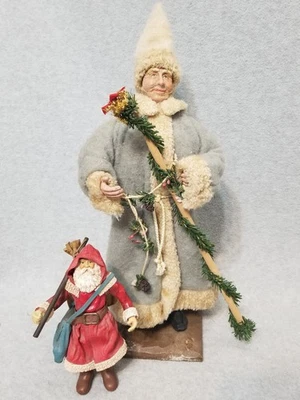 Vintage ceramic resin Christmas Doll Man Figure with Santa Claus TLC - Image 1 of 4
