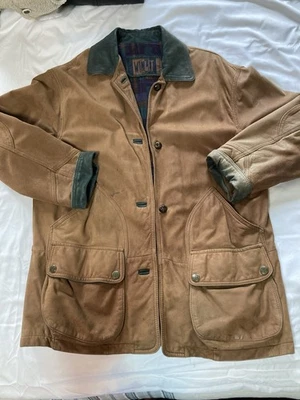 Vntg Y2K Winlit Leather Barn Chore coat faded paint stains workwear rugged SZ  L - Image 1 of 4