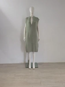 Zara (M) Sage Green Jumper Dress UK 10 12 EU 38 40 Rib Midi V-Neck Sweater Vest - Picture 1 of 11