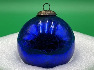 Vintage Midwest Kugel 4.25" Cobalt Crackle glass Ornament - Picture 1 of 5