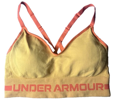 Sujetador deportivo Under Armour para mujer grande amarillo ropa deportiva gimnasio yoga compresión Foto 1 de 4