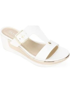 REACTION KENNETH COLE Womens White 1" Platform Pepea Wedge Sandals Shoes 9.5 - Picture 1 of 2