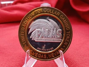 PALMS $10 Ficha de Juego .999 Plata Maloof Casino Resort-Juegos Edición Limitada  - Imagen 1 de 4