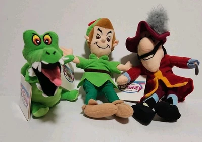 Lote De Colección De 3 Disney Peter Pan/Capitán Garfio/Gorro Crock Peluche Sobre 8" Foto 1 de 4