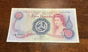 1979 (1987) Isle of Man 5 Pound Banknote  P35Aa   VG+/F - Imagen 1 de 4