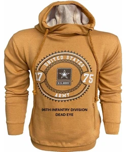 96ª DIVISIÓN DE INFANTERÍA* OJO MUERTO* EJÉRCITO DE EE. UU. SUDADERA CON CAPUCHA CAMEL PREMIUM VINTAGE - Imagen 1 de 8
